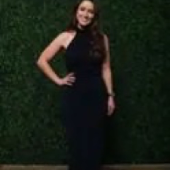 Badgley Mischka Rent the Runway Two tone high neck gown sz 6 $575 - Picture 12 of 12